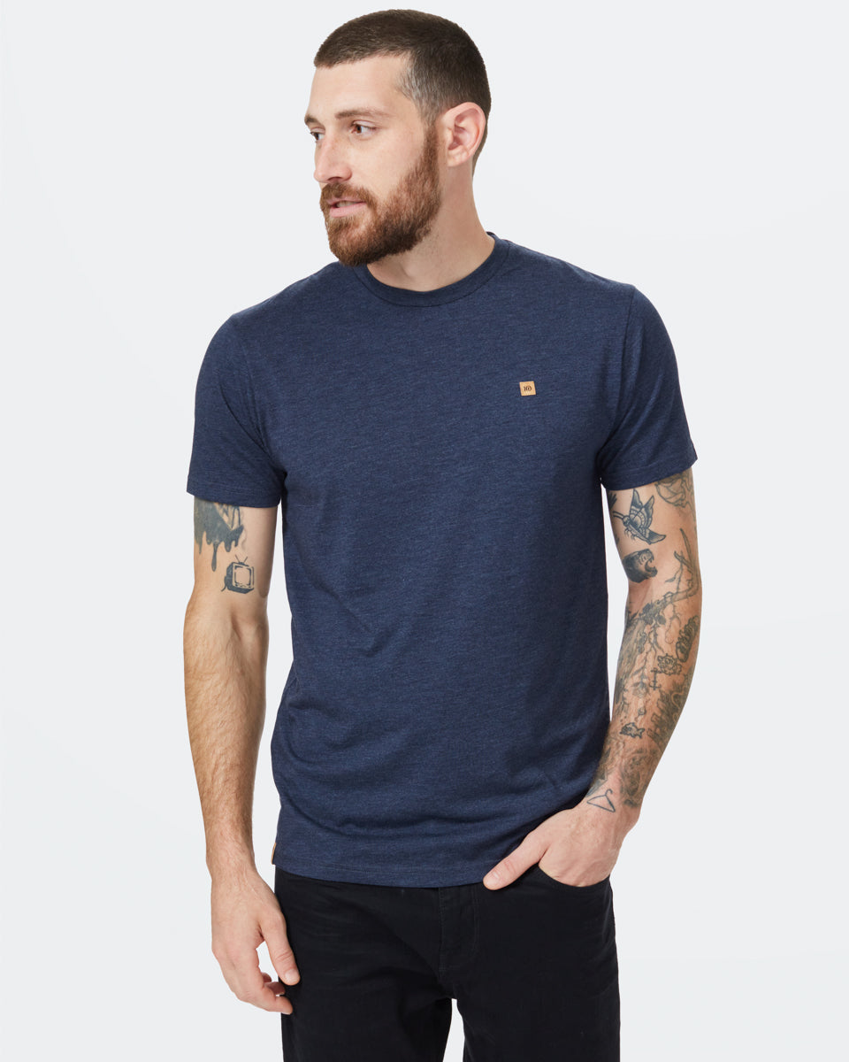 Blue Recycled Polyester Crew Neck Tee