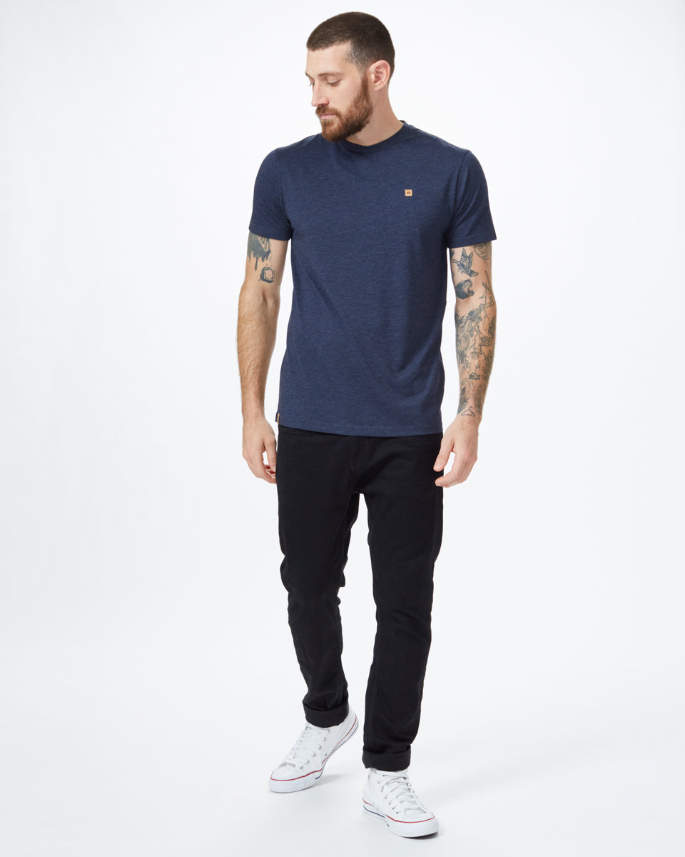 Blue Recycled Polyester Crew Neck Tee