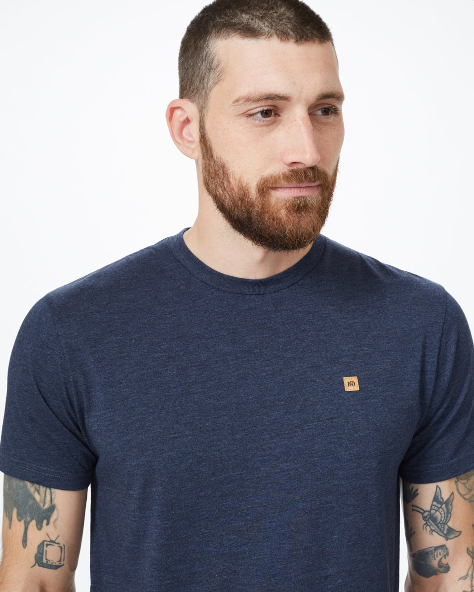 Blue Recycled Polyester Crew Neck Tee