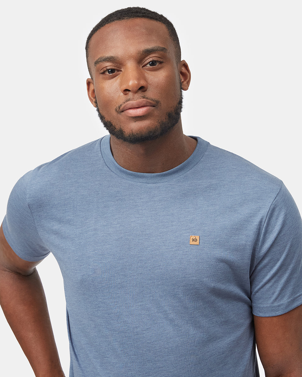 Blue Recycled Polyester Crew Neck Tee