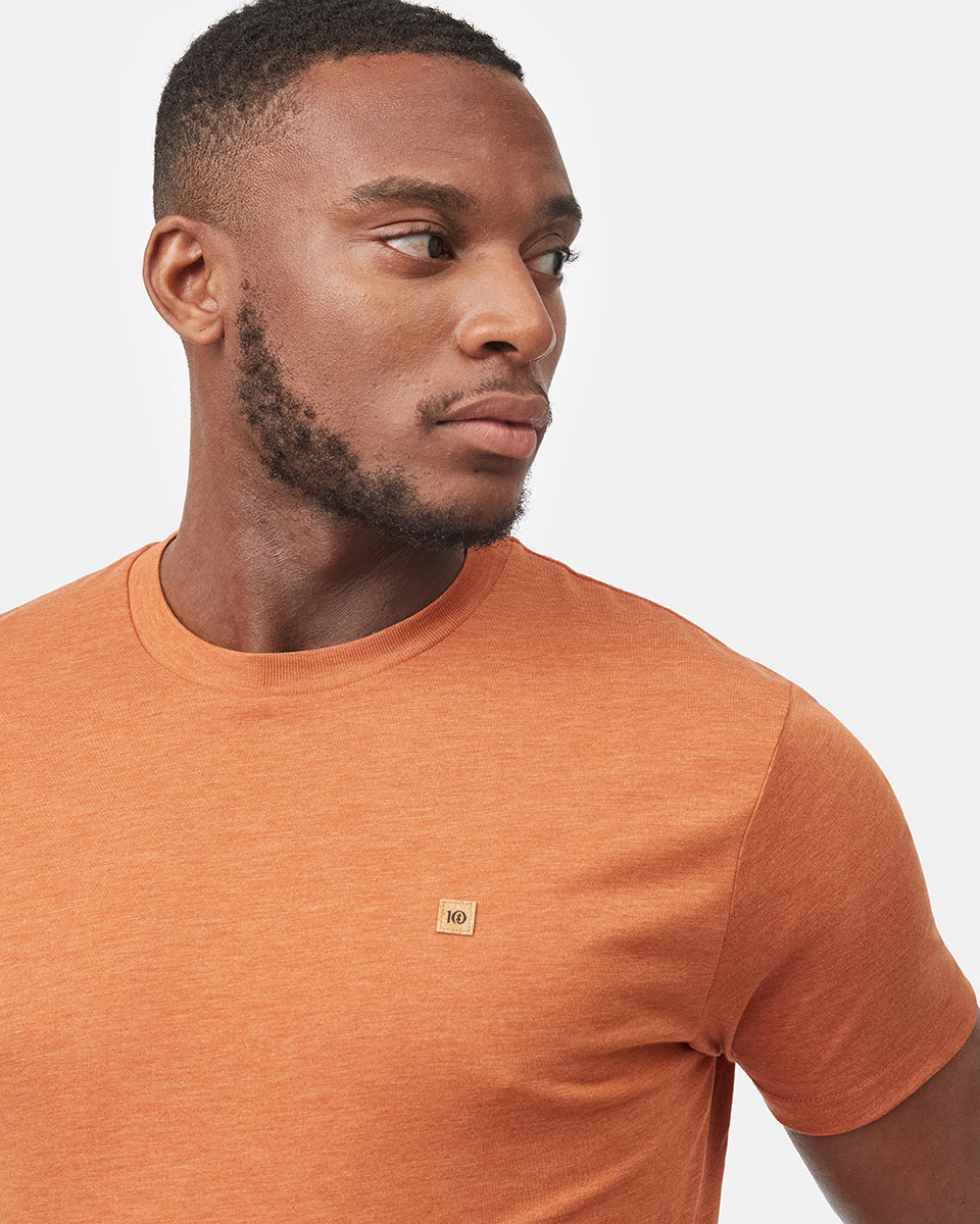 Orange Recycled Polyester Crew Neck Tee