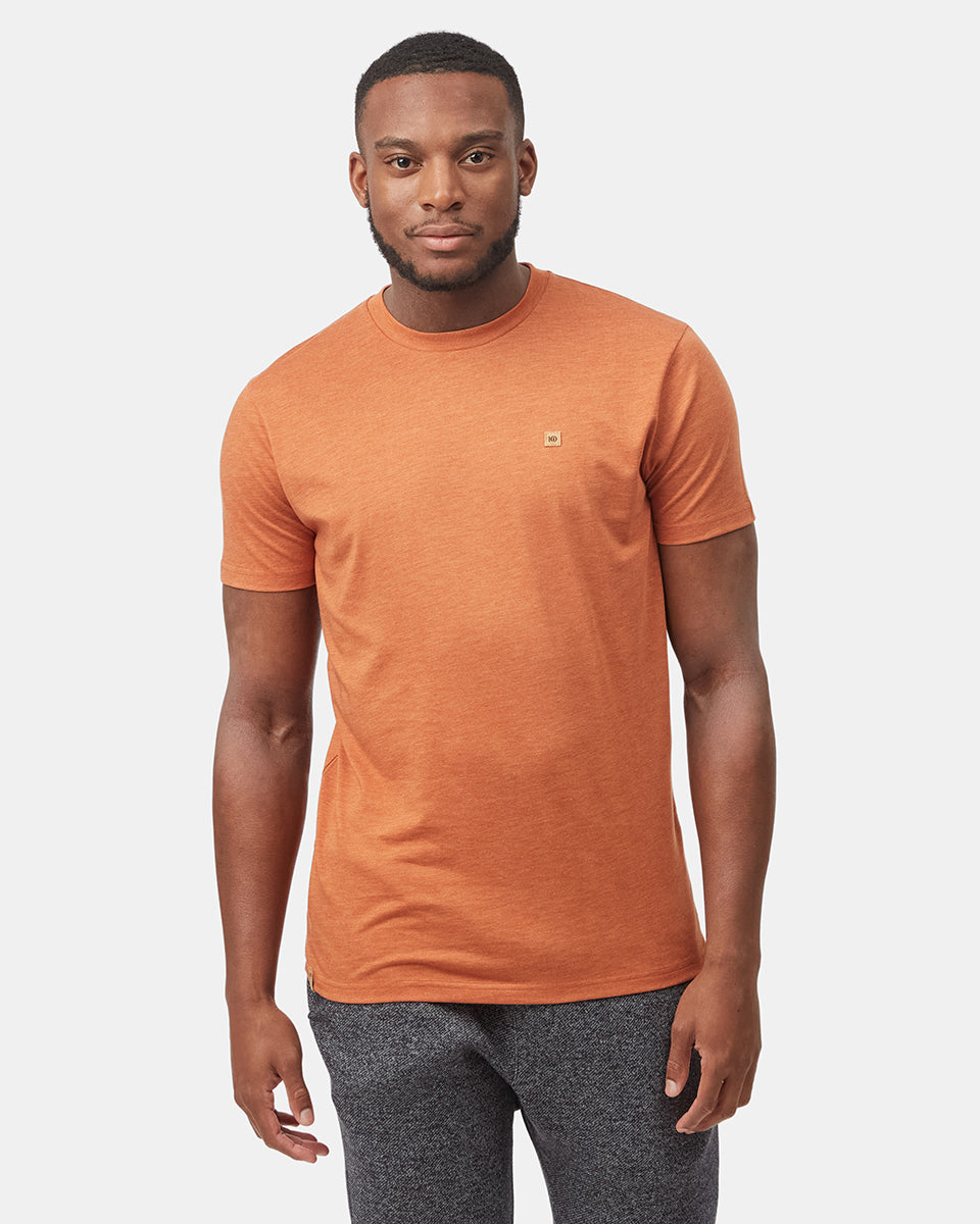 Orange Recycled Polyester Crew Neck Tee