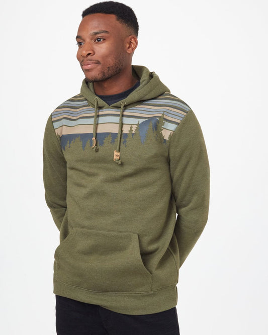 Green Retro Graphic Pullover Hooide