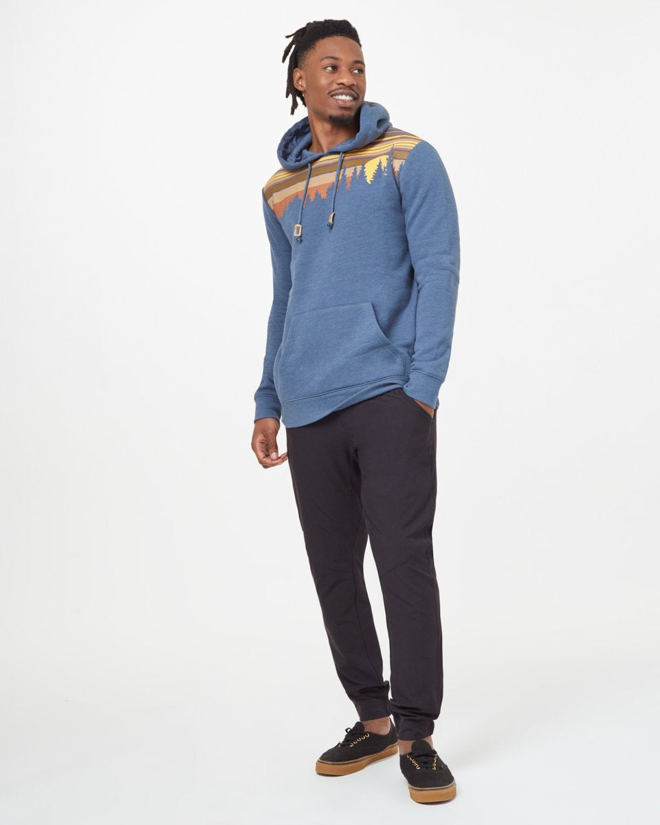 Blue Retro Graphic Pullover Hooide