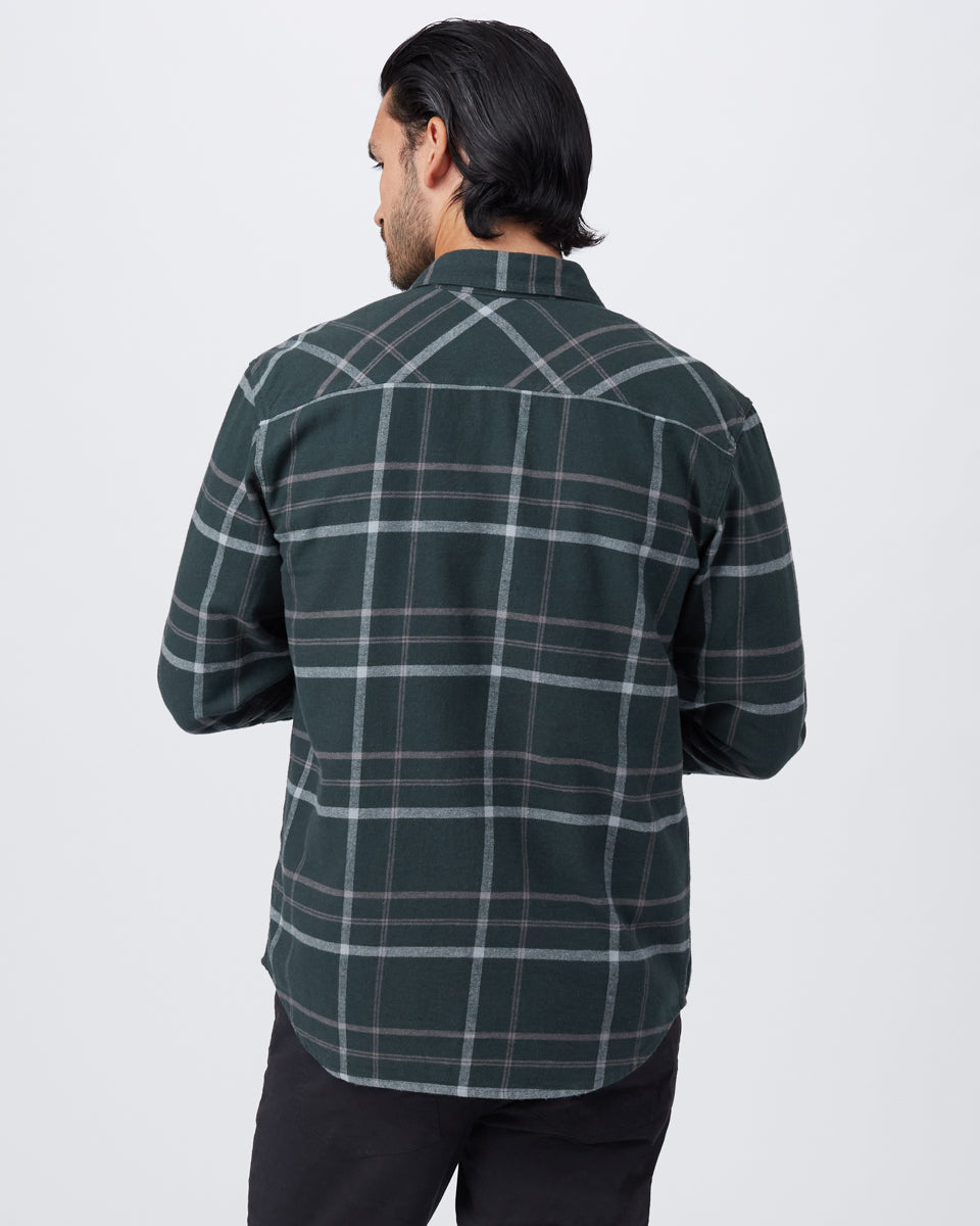 Green Men's Plaid Flannel Button-Up Shirt