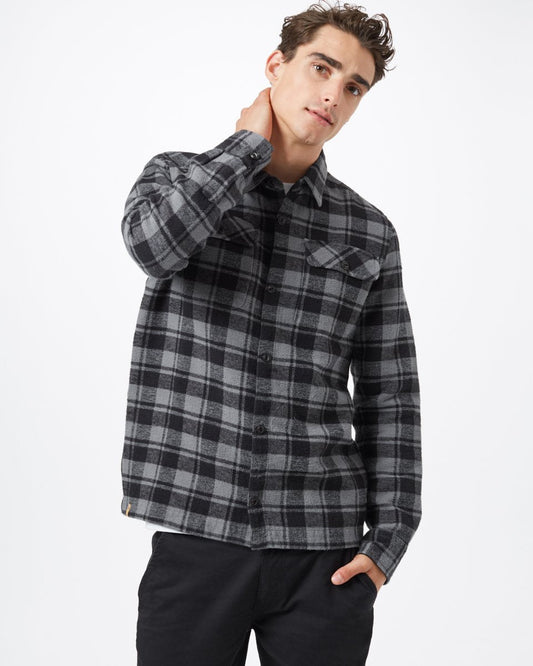 Black Men's Plaid Long Sleeve Button-Up