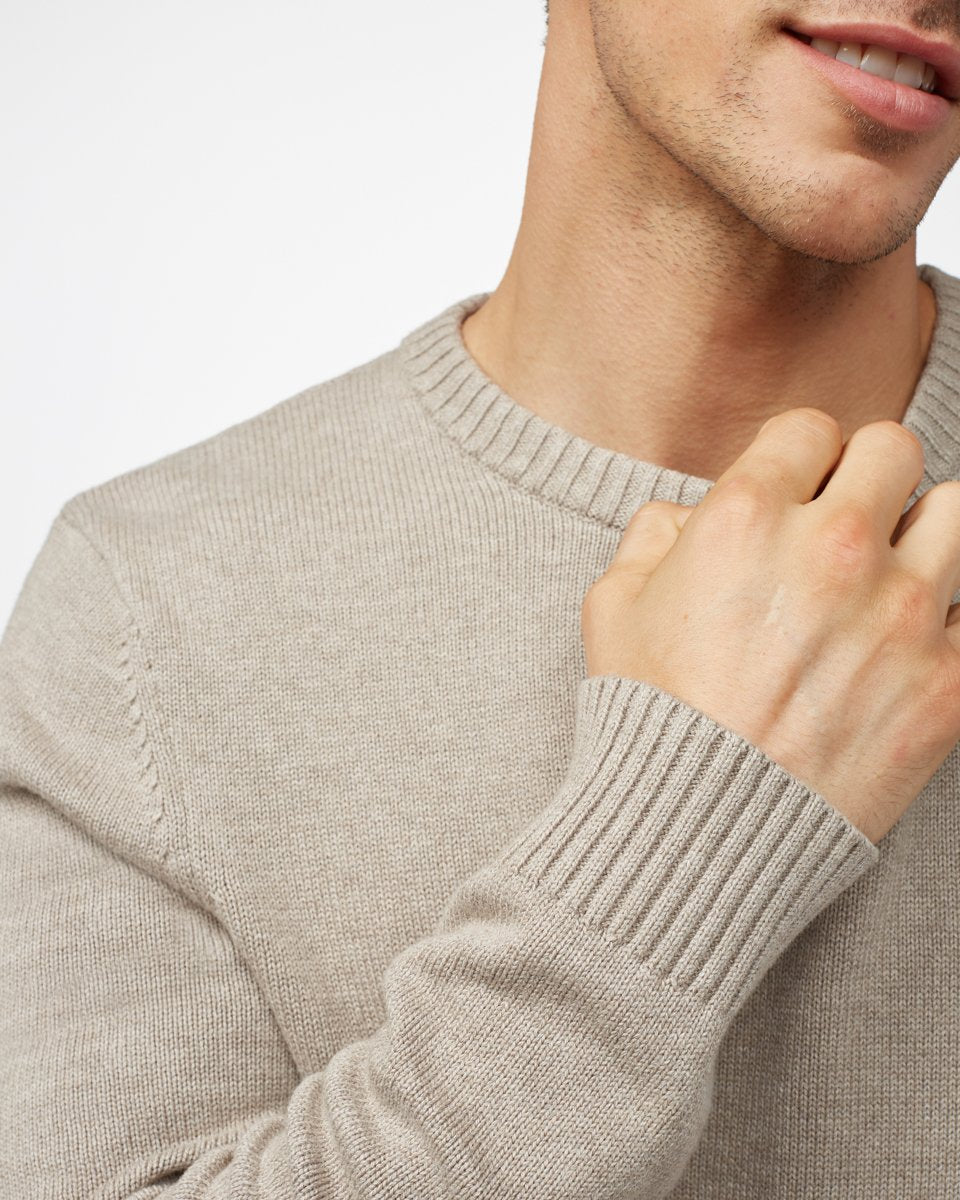 Beige Men's Organic Cotton Knit Jumper