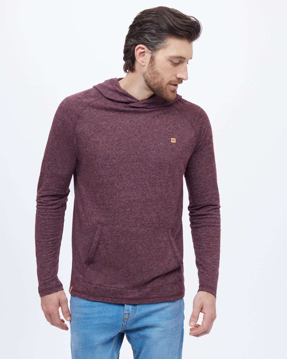 Red Mens Hemp Long Sleeve Hoodie