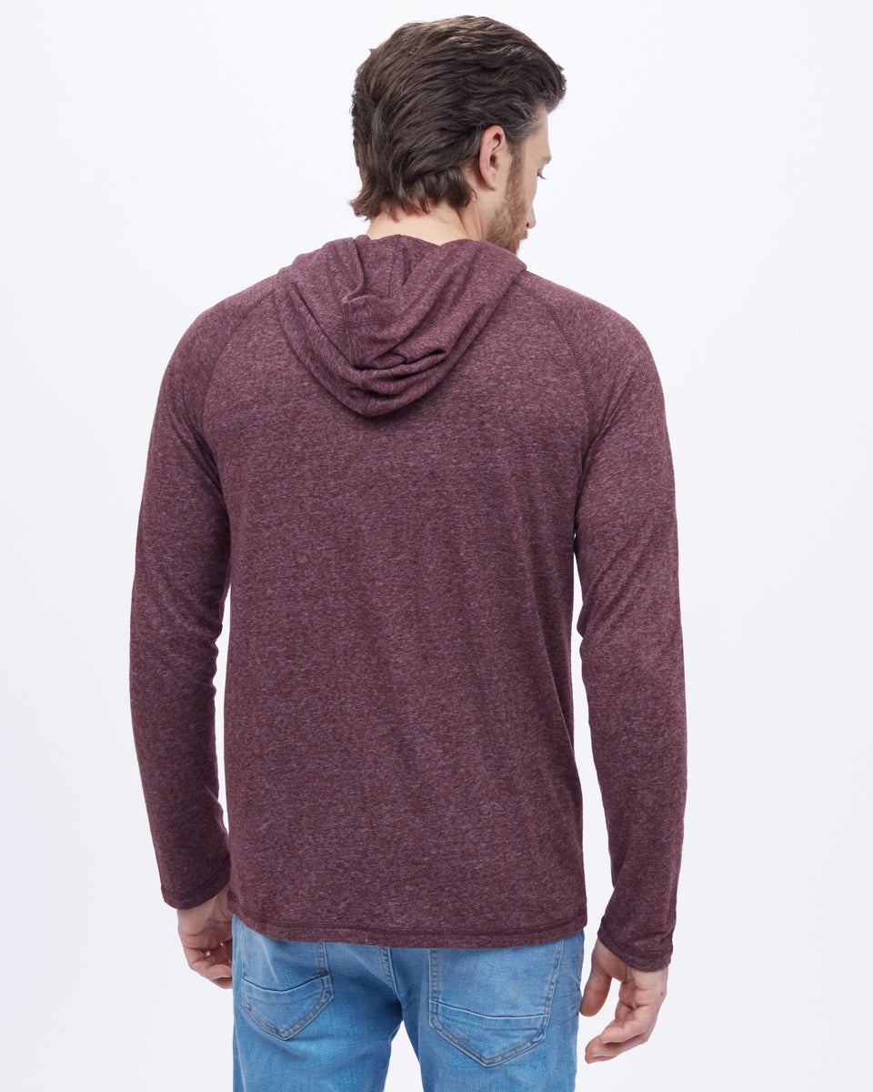 Red Mens Hemp Long Sleeve Hoodie