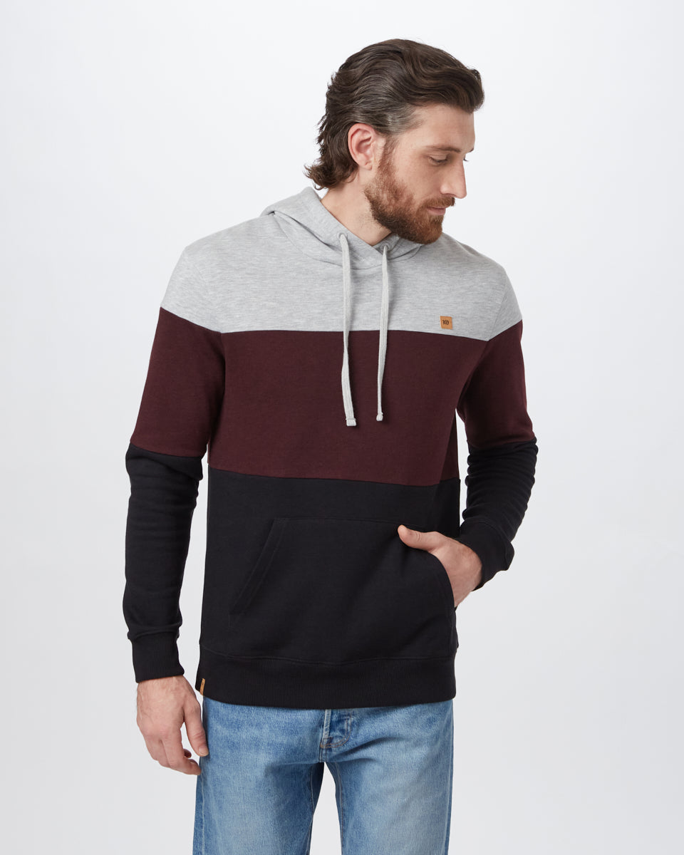 Red,Gray Men's Stripe Pullover Hoodie