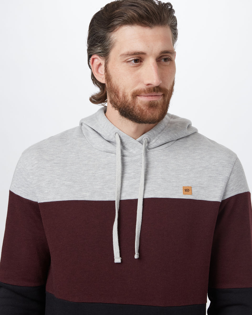 Red,Gray Men's Stripe Pullover Hoodie