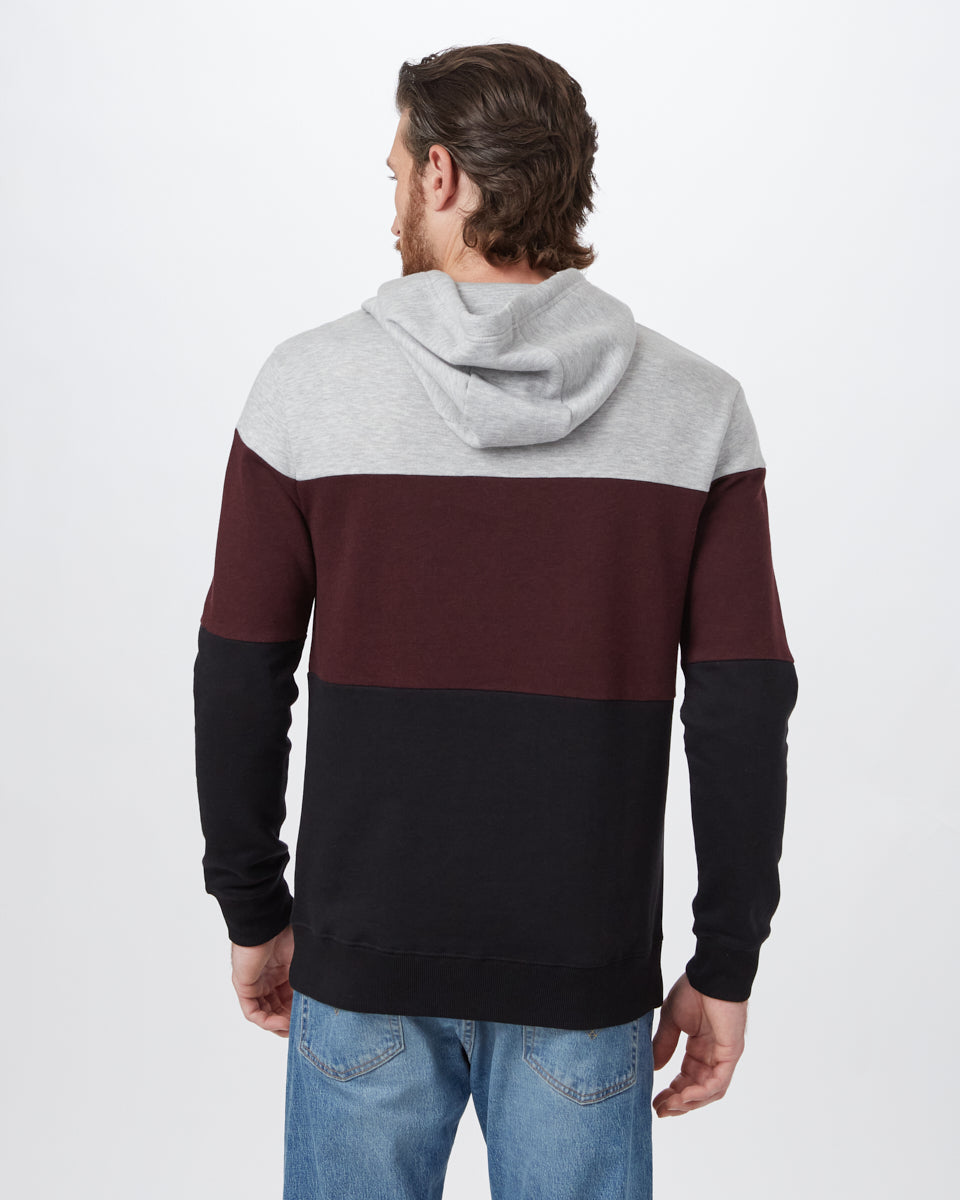 Red,Gray Men's Stripe Pullover Hoodie