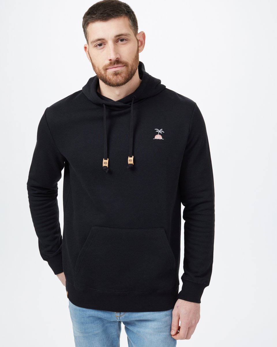 Black Men's Embroidered Pullover Hoodie