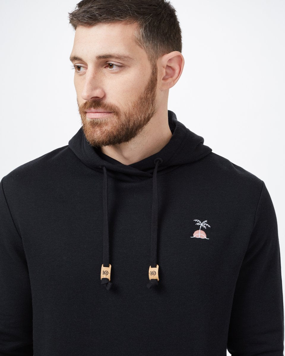 Black Men's Embroidered Pullover Hoodie