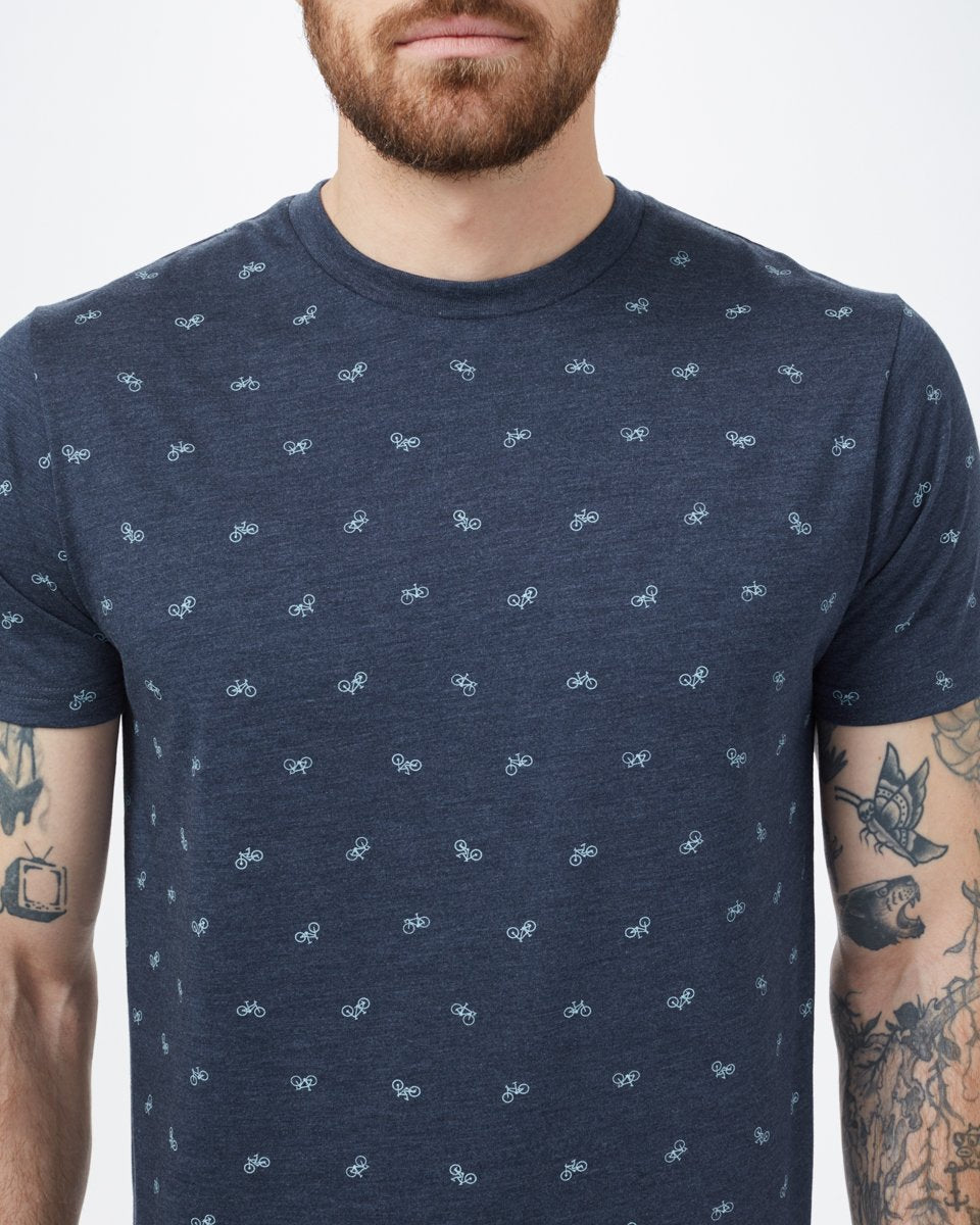 Blue Organic Cotton Crew Neck Tee