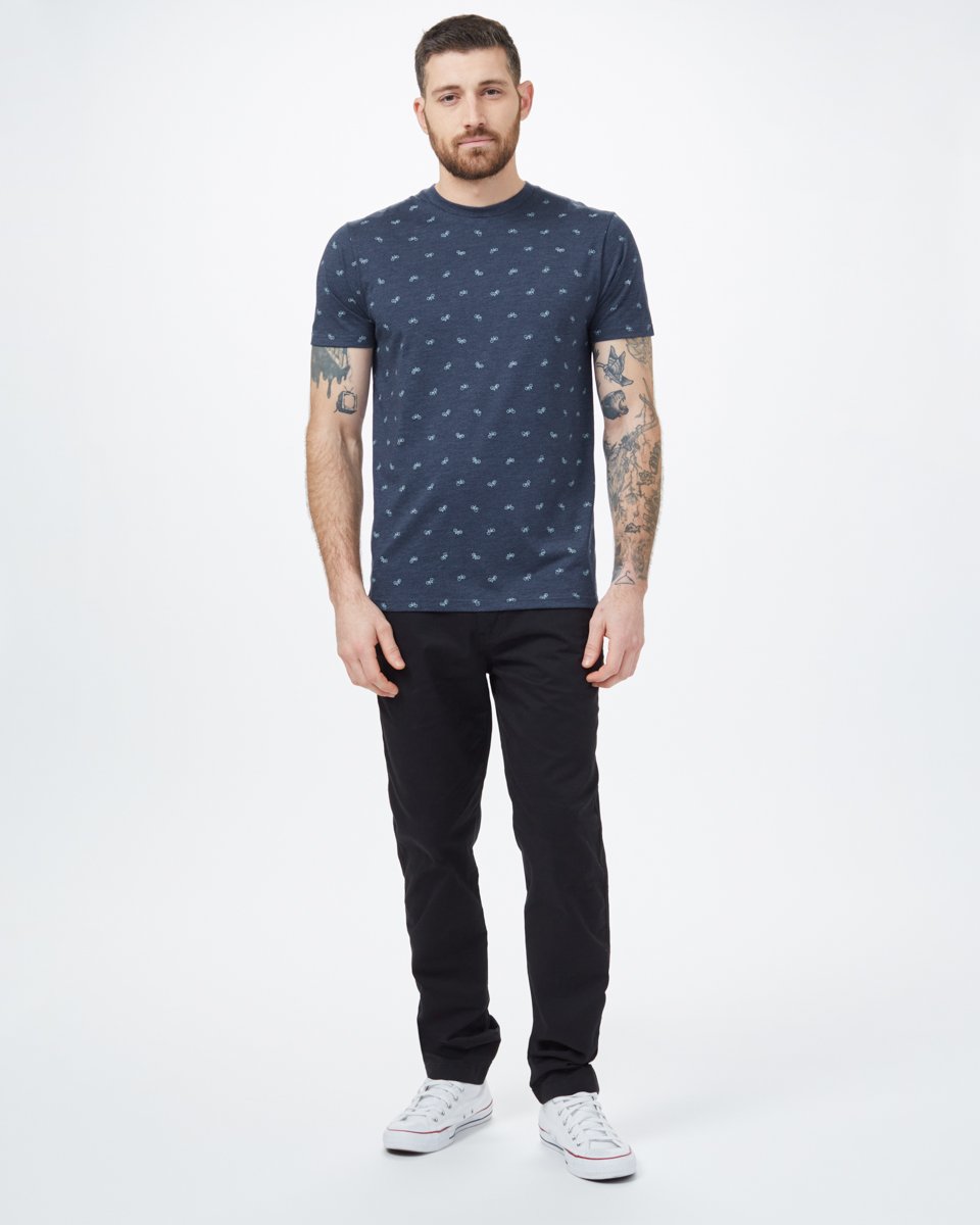 Blue Organic Cotton Crew Neck Tee