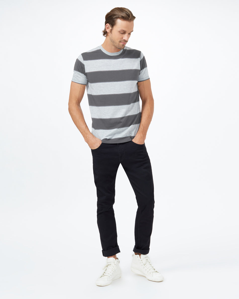 Gray Recycled Polyester Stripe T-Shirt