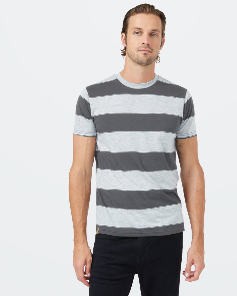 Gray Recycled Polyester Stripe T-Shirt