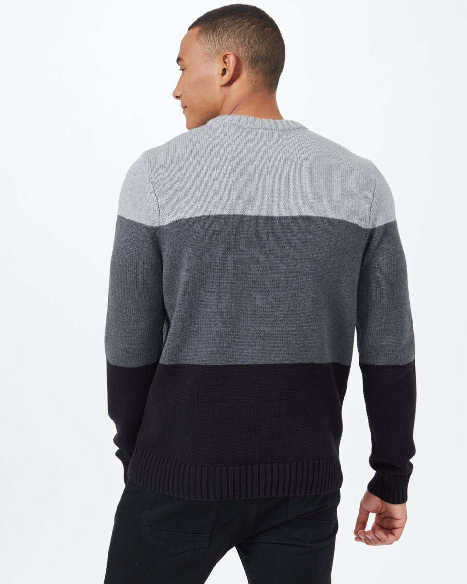 Black,Gray Men's Organic Cotton Striped Jumper