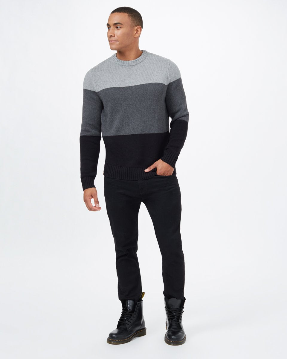 Black,Gray Men's Organic Cotton Striped Jumper