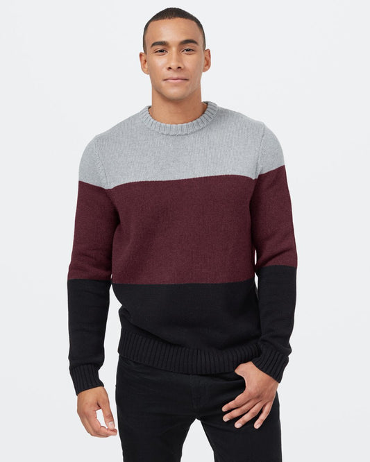 Red,Gray Men's Organic Cotton Striped Jumper