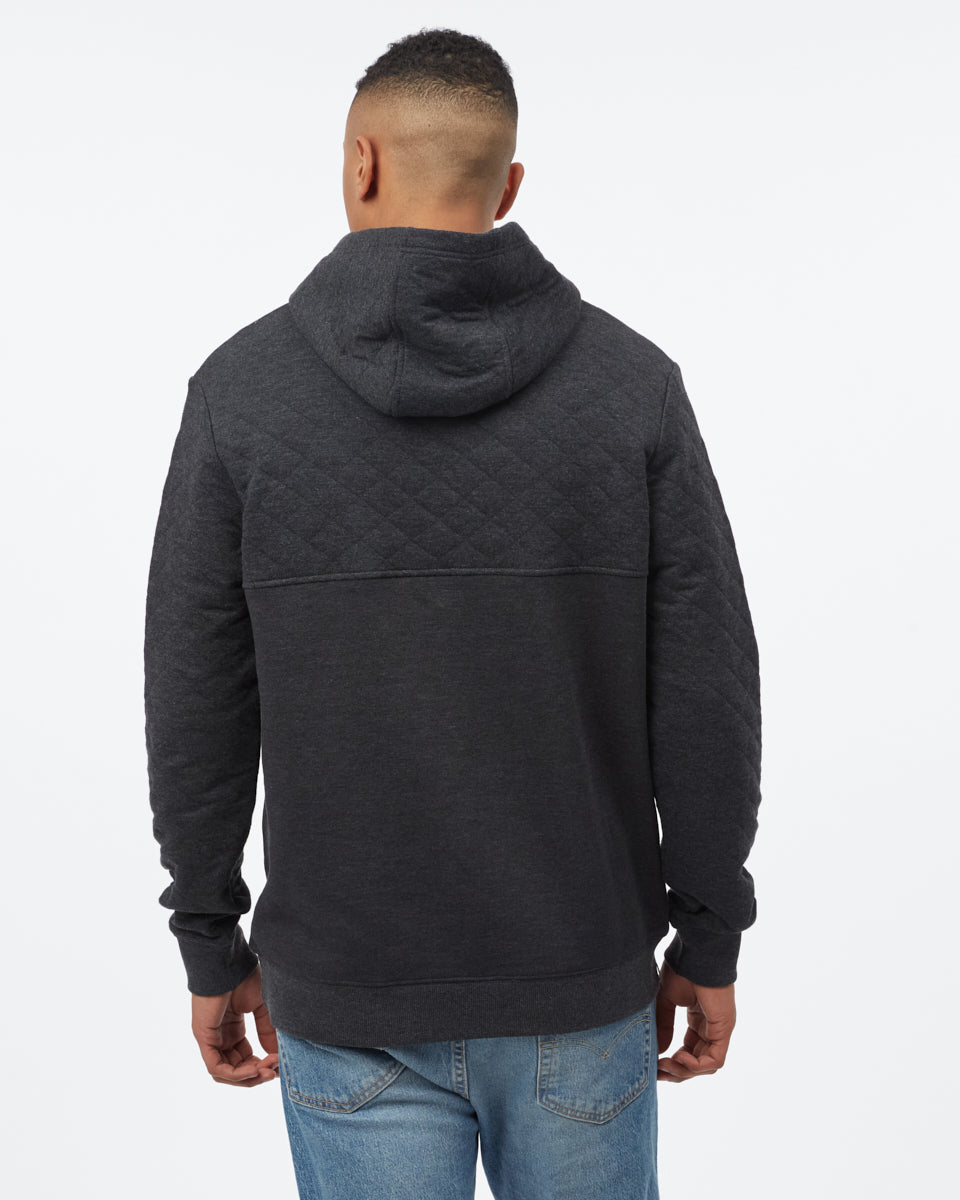 Black Quilted Graphic Hooded Pullover