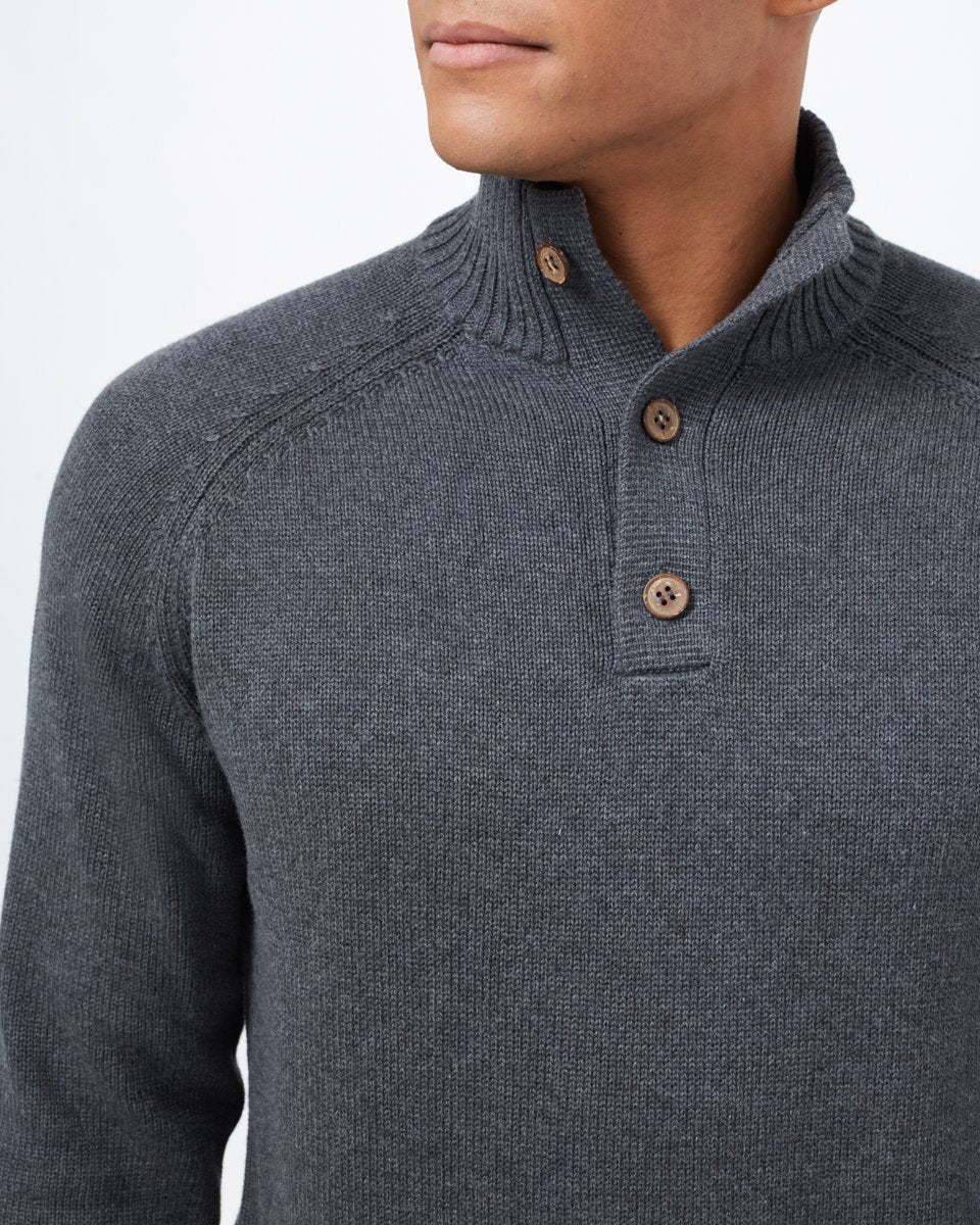 Blue Men's Button Knit Jumper