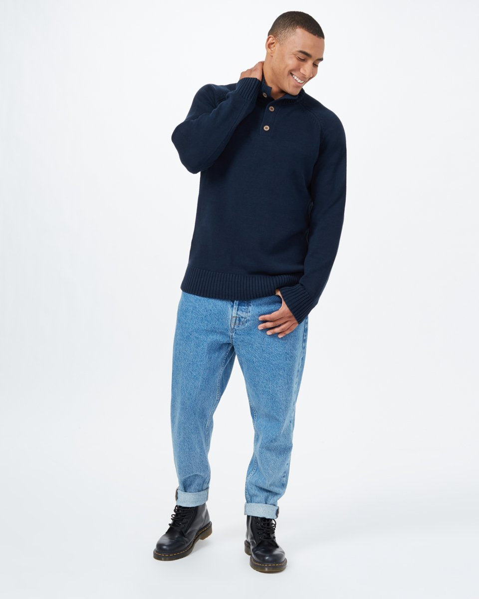 Blue Men's Button Knit Jumper