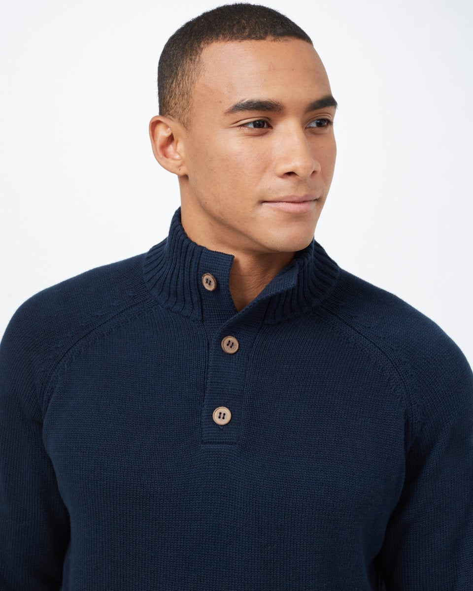 Blue Men's Button Knit Jumper