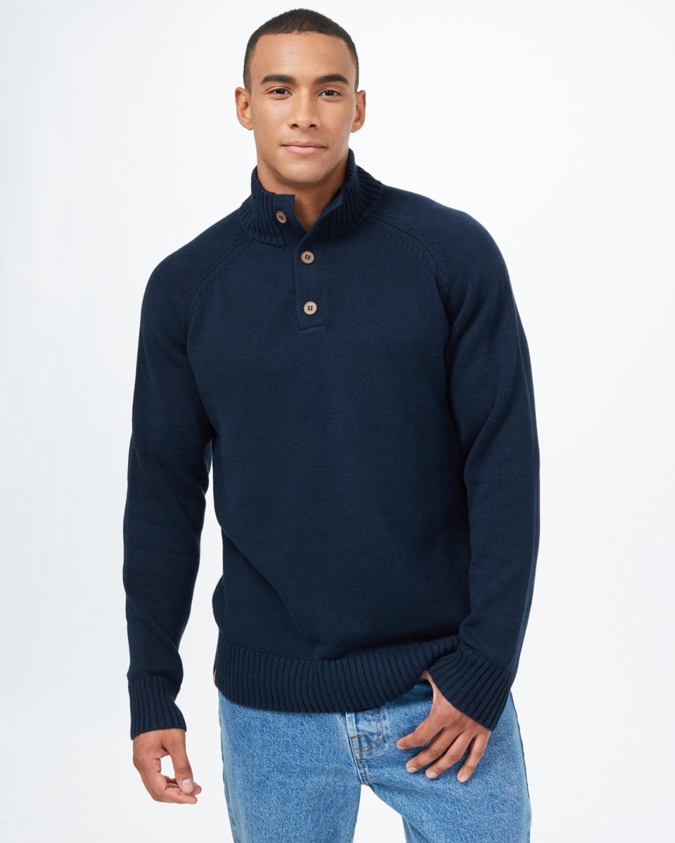 Blue Men's Button Knit Jumper