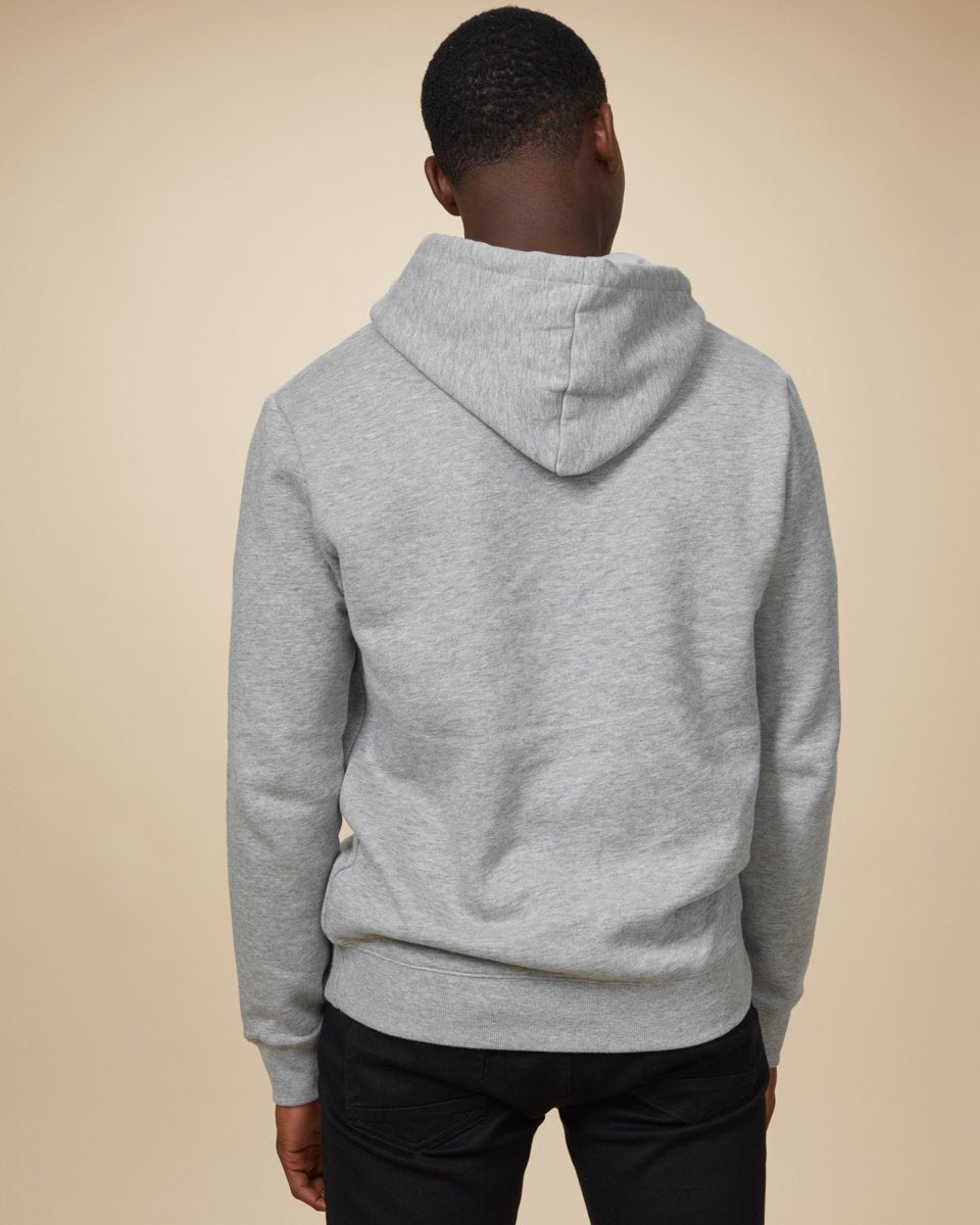 Gray Embroidered Graphic Hooded Pullover