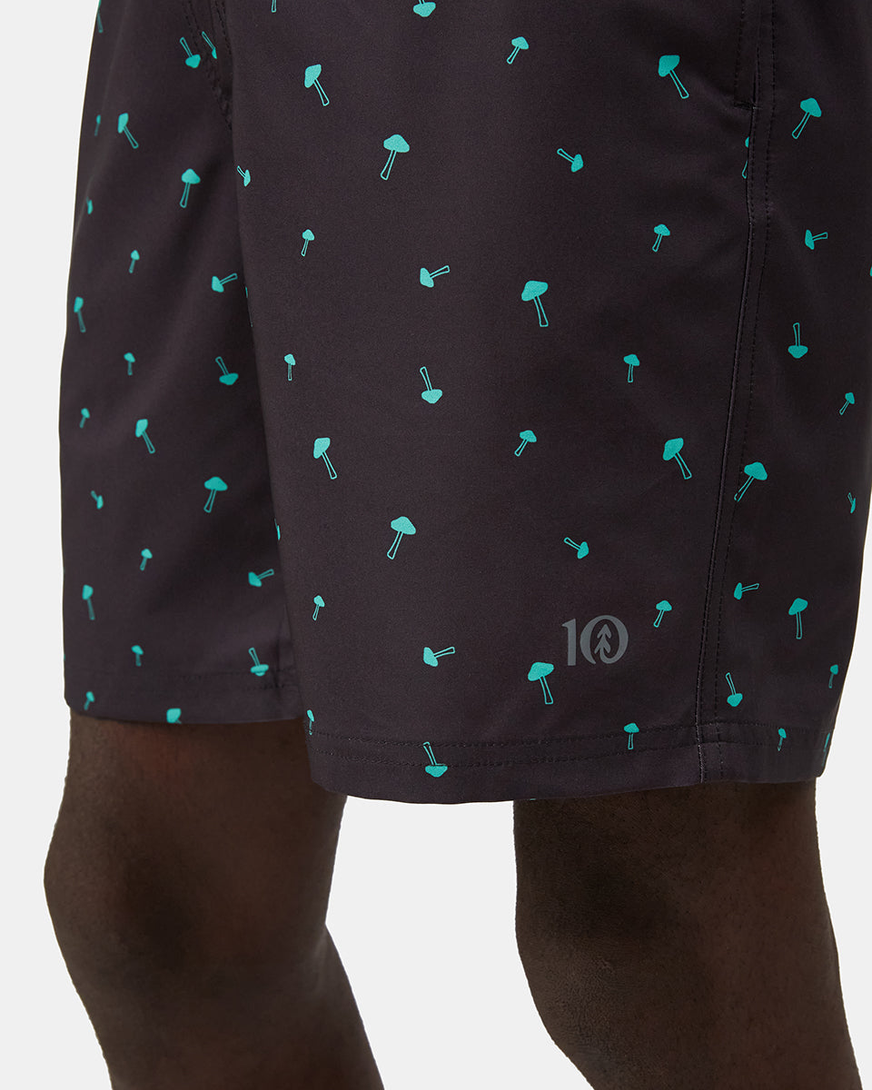 Black Men's Recycled Polyester Graphic Swim Shorts