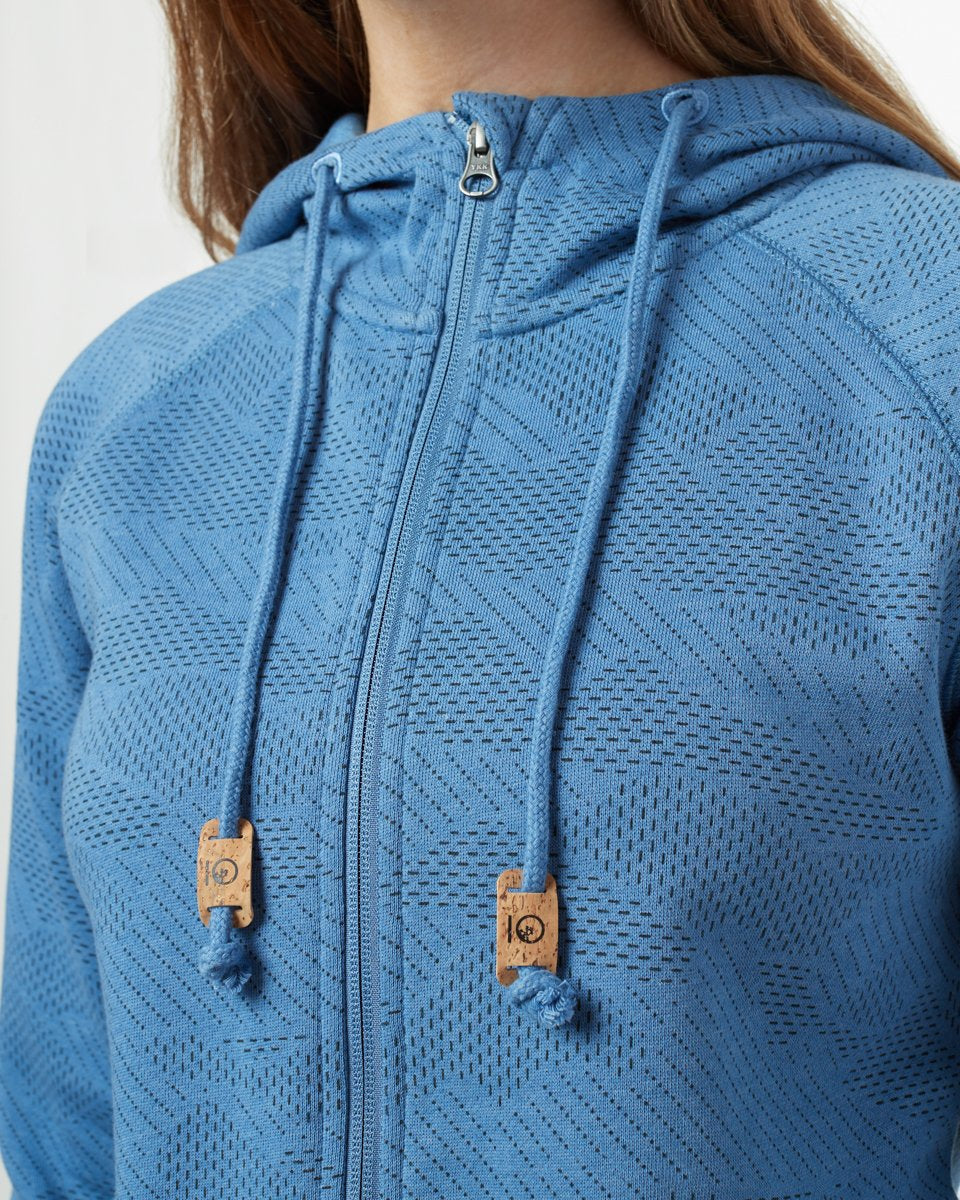 Blue Organic Cotton Zip-Up Hoodie