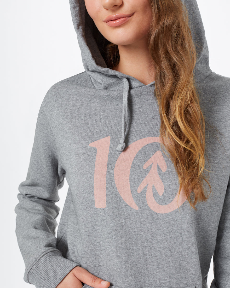 Gray,Pink Graphic Pullover Hoodie