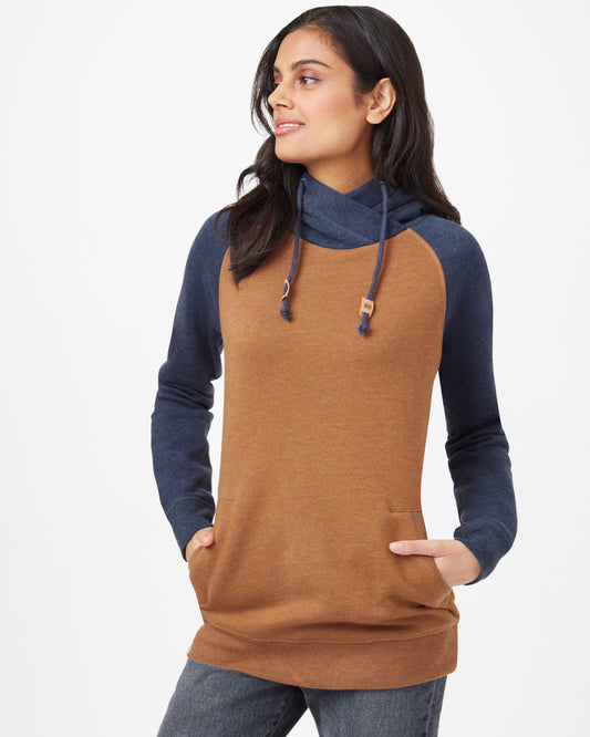 Blue,Brown Organic Cotton Pullover Hoodie