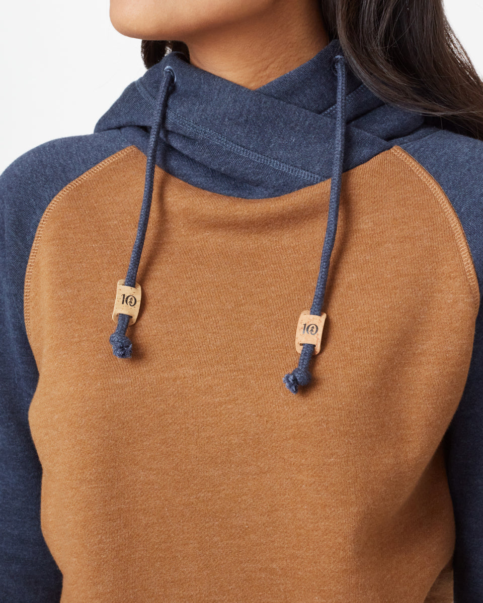 Blue,Brown Organic Cotton Pullover Hoodie