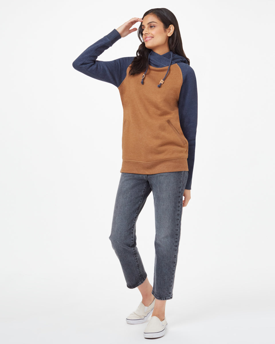 Blue,Brown Organic Cotton Pullover Hoodie