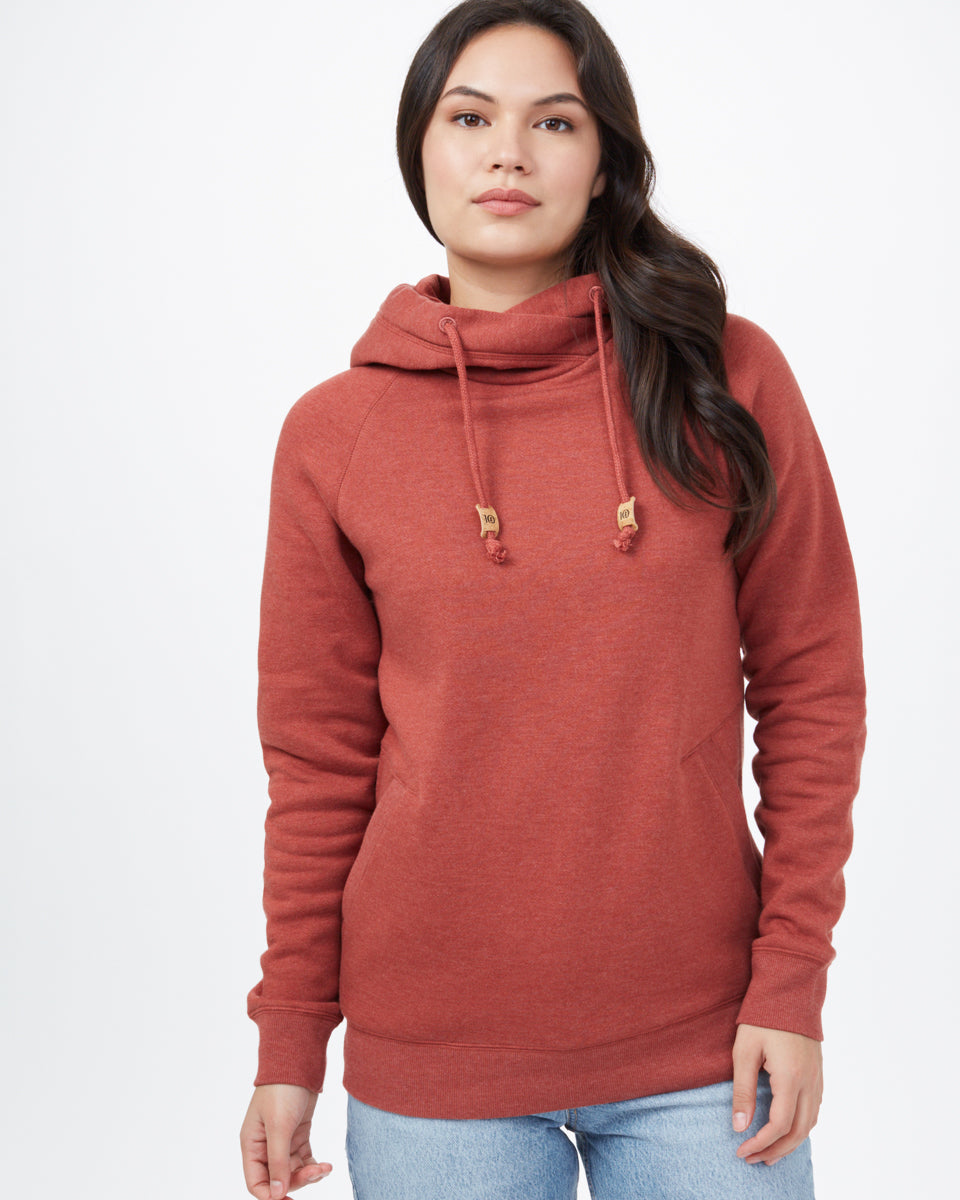 Red,Gray Organic Cotton Pullover Hoodie
