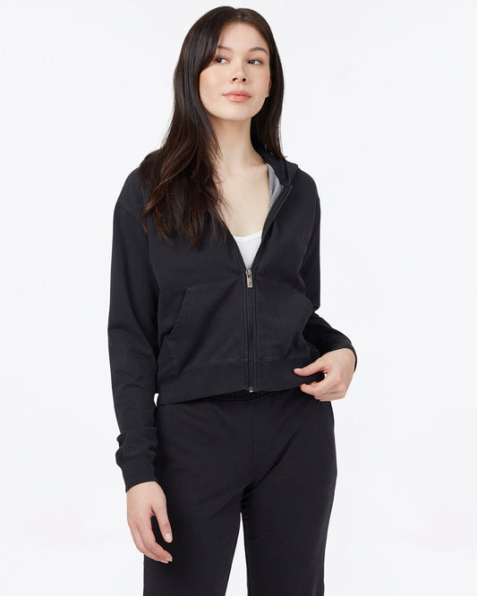 Black Organic Cotton Zip Up