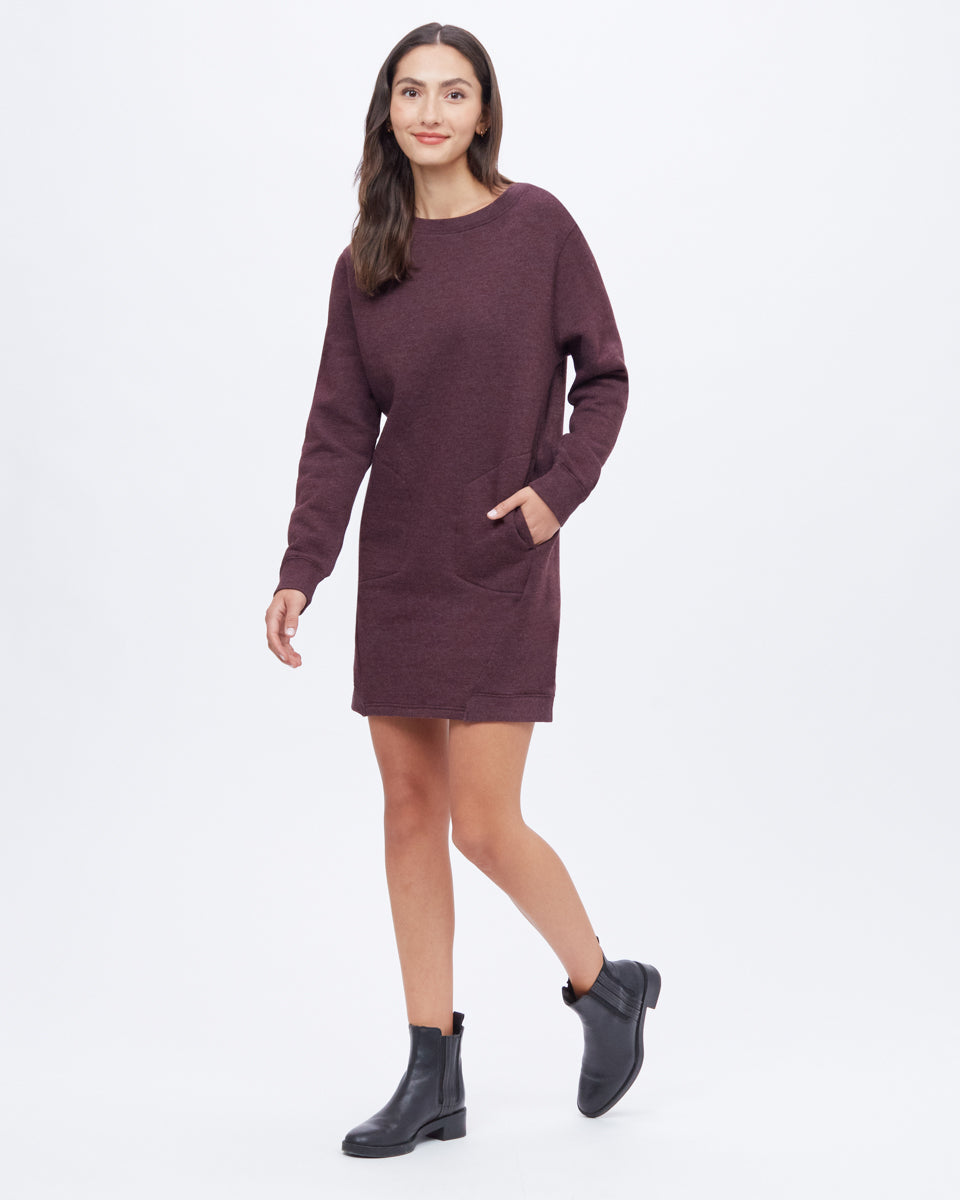 Red Women's Crew Neck Sweater Dress