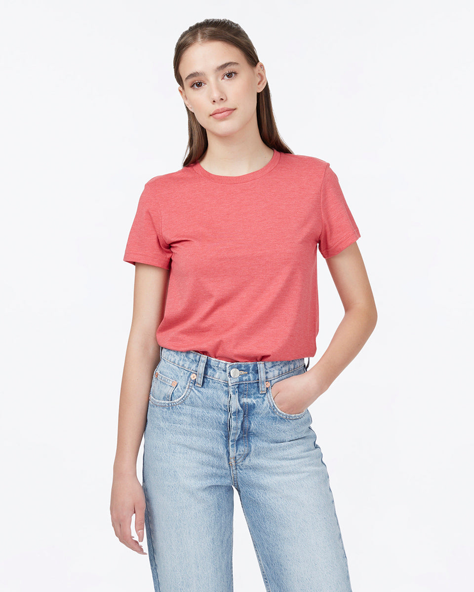 Red Recycled Polyester Crew Neck T-Shirt