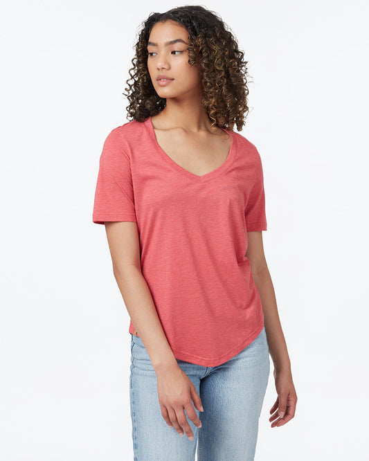 Red V-Neck Short Sleeve T-Shirt