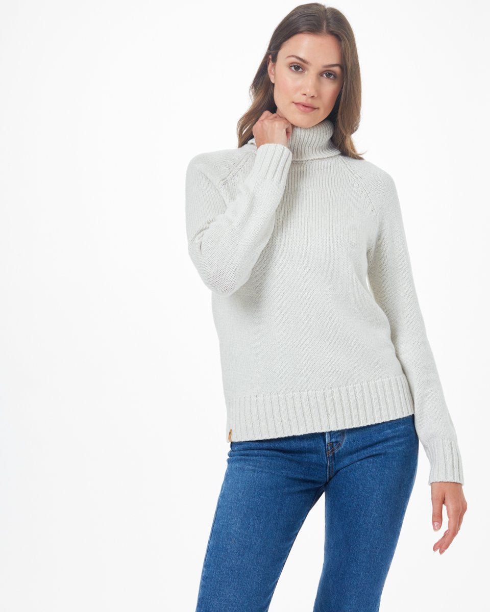 White Women's Ribbed Wool Turtleneck
