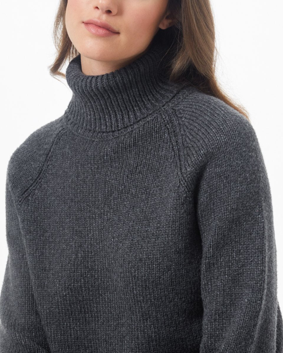 Blue Women's Ribbed Wool Turtleneck