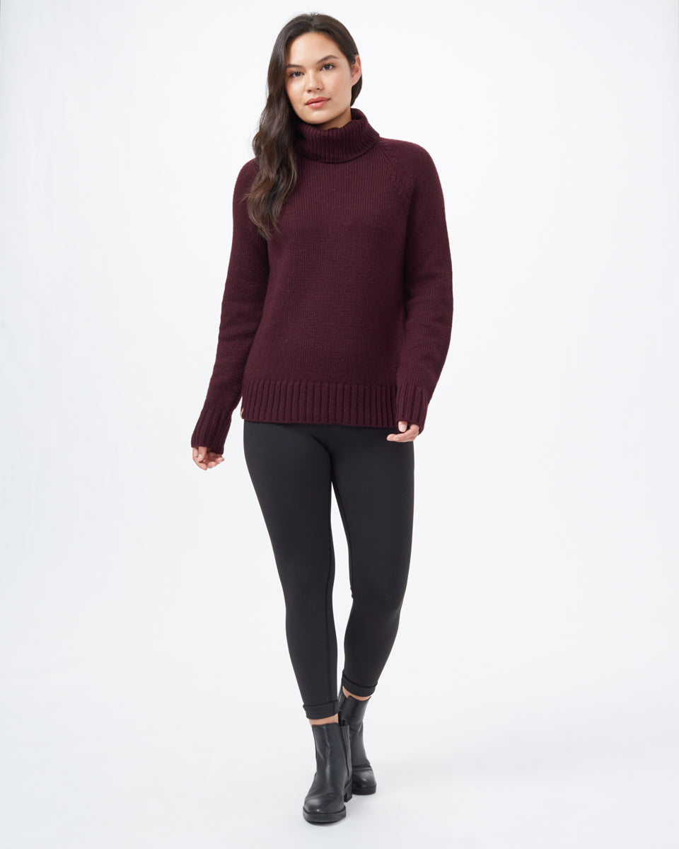 Red Women's Ribbed Wool Turtleneck