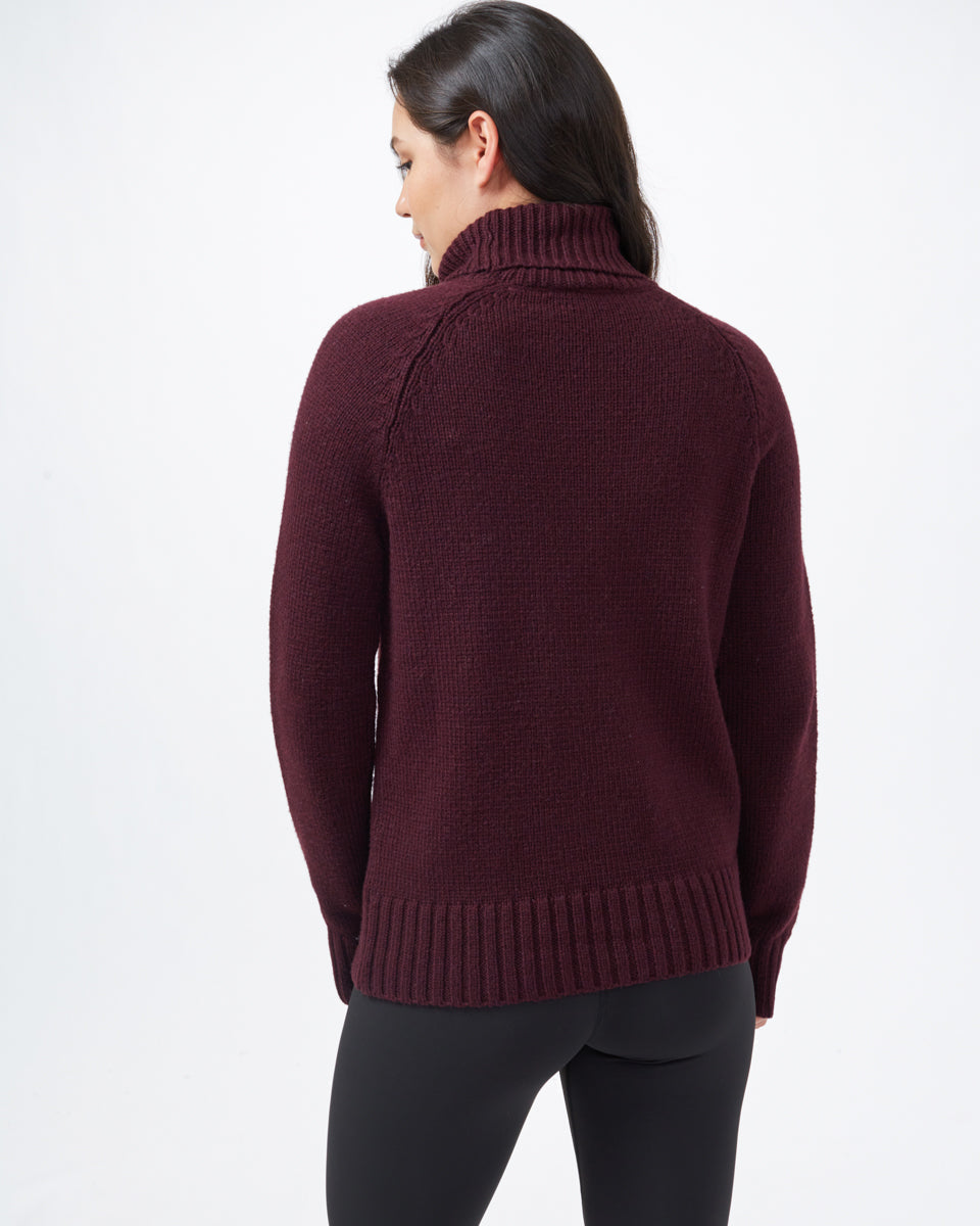 Red Women's Ribbed Wool Turtleneck