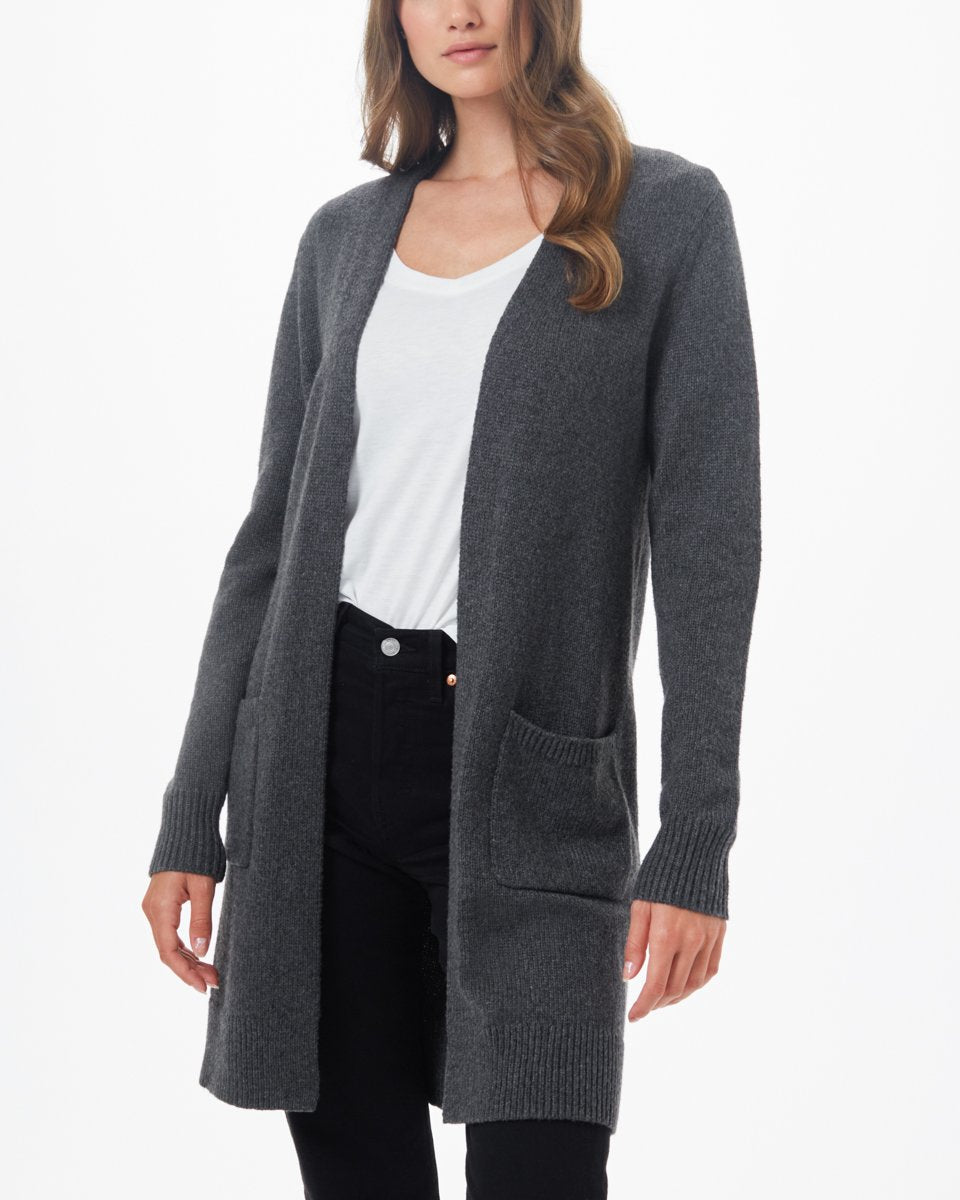 Blue Women's Wool Mid Length Cardigan