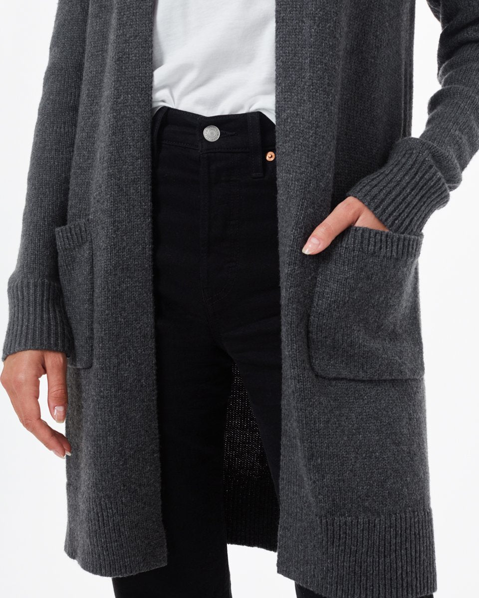 Blue Women's Wool Mid Length Cardigan