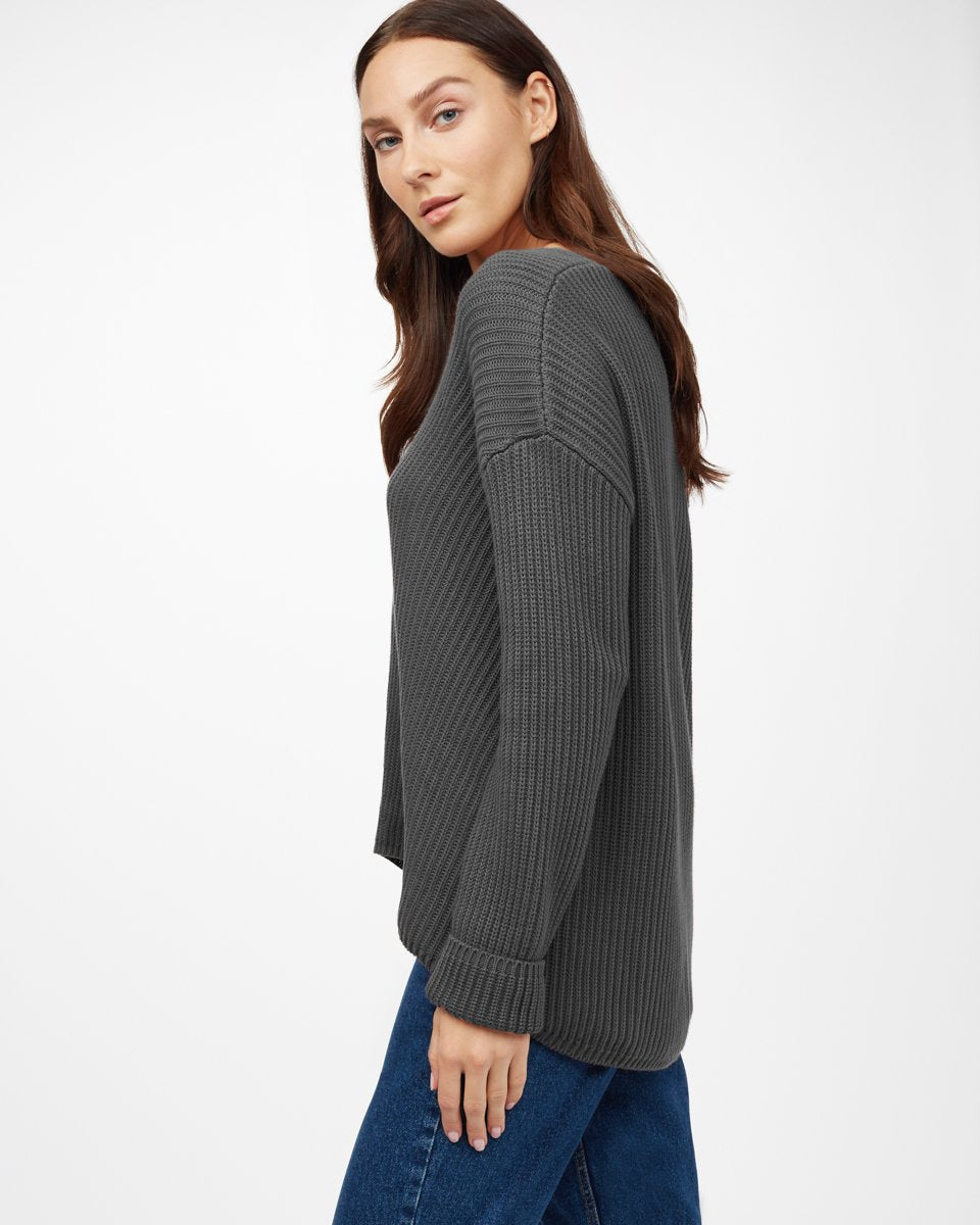 Blue Women's Organic Cotton V-Neck Jumper