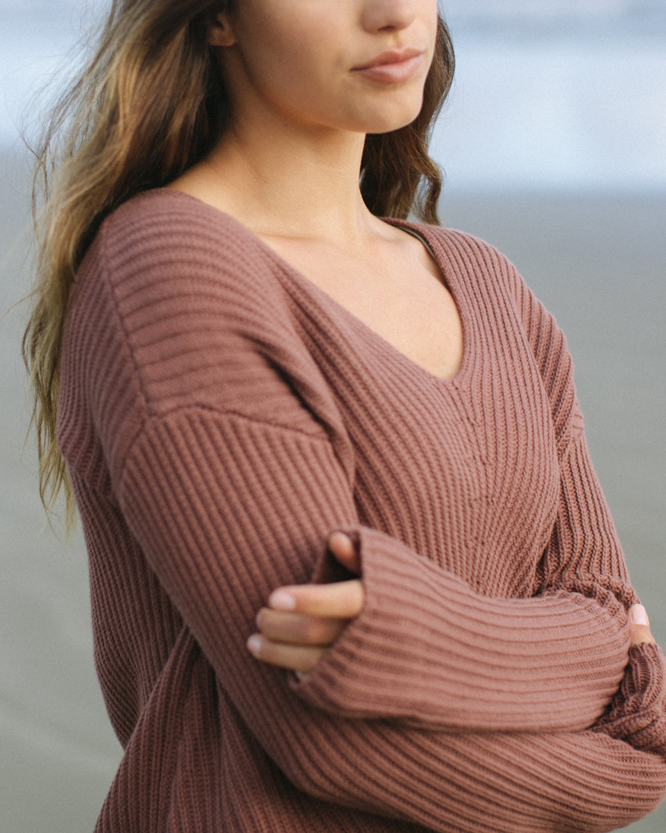 Red Women's Organic Cotton V-Neck Jumper